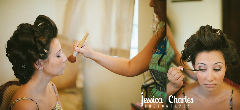 The bride is getting ready for her ceremony at the Powel Crosley Estate