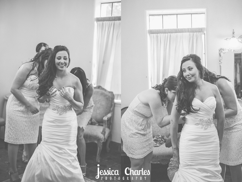 The bride is getting ready for her ceremony at the Powel Crosley Estate