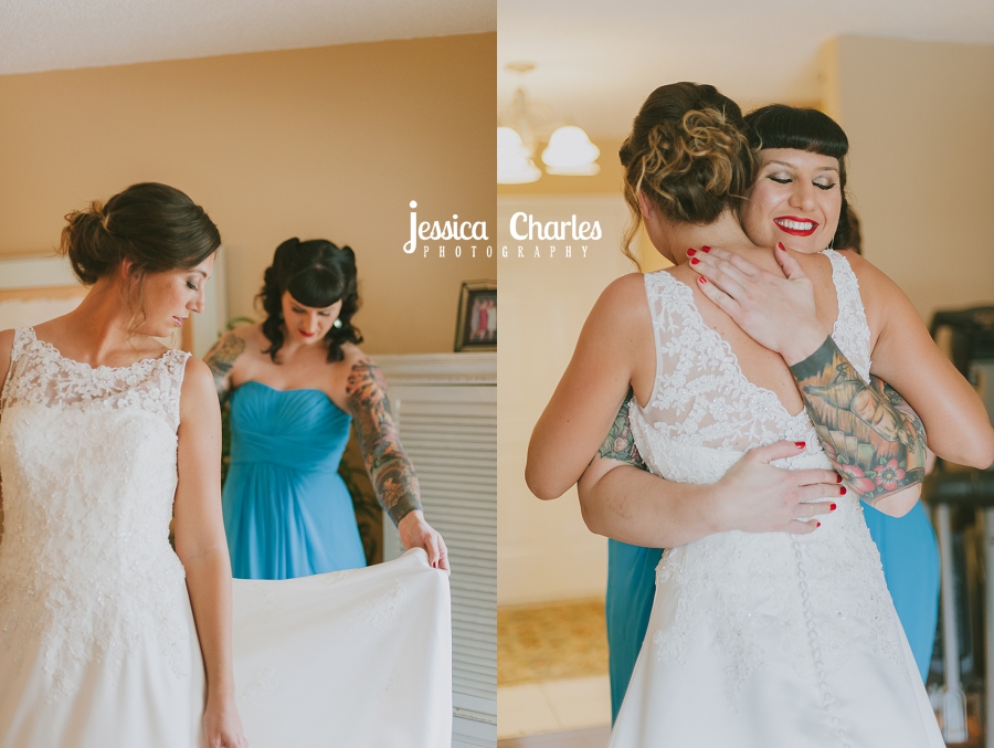 Beautiful bride has an emotional moment with her sister