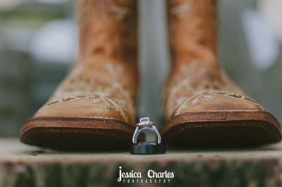 wedding rings with cowboy boots