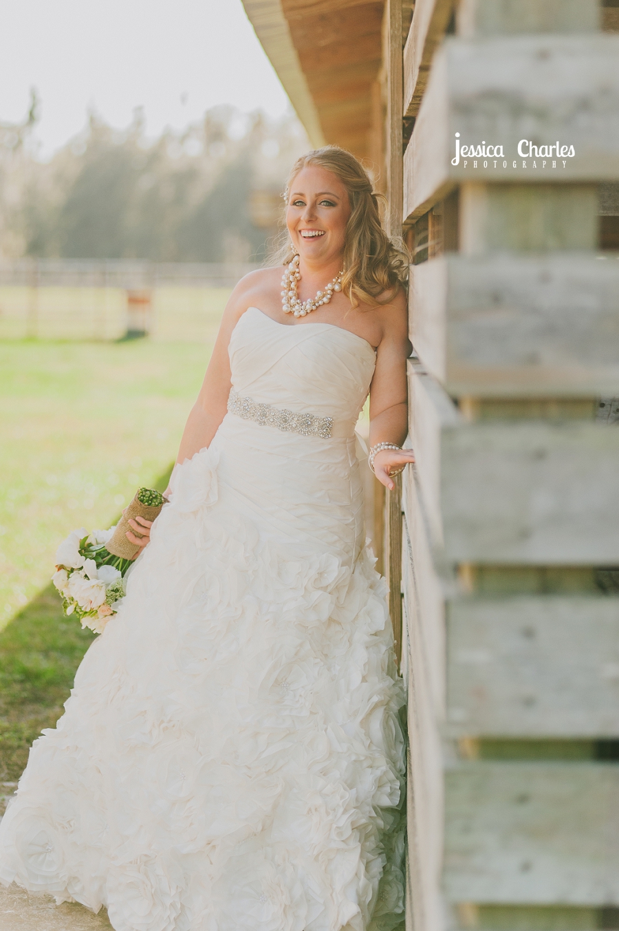 gorgeous bridal photo taken on a ranch in lakeland